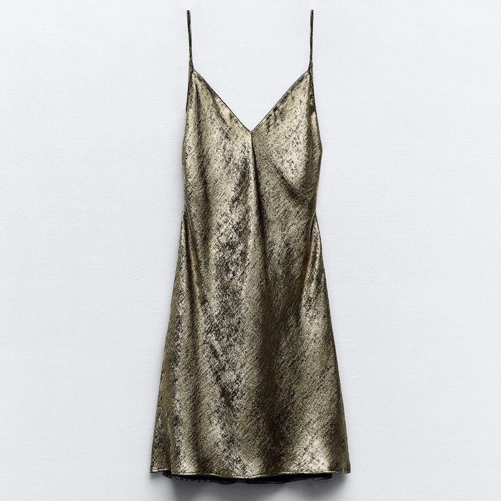 🔥 Zara Gold Slip Dress 🔥 - Picture 2 of 3
